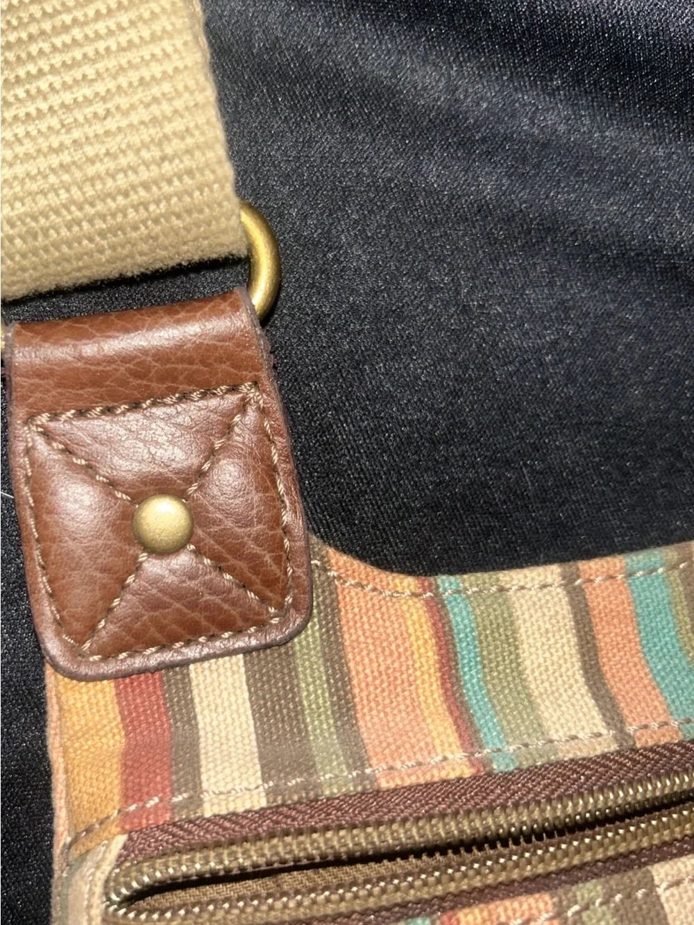 Relic Messenger canvas crossbody Bag In A Beautiful Striped Pattern.